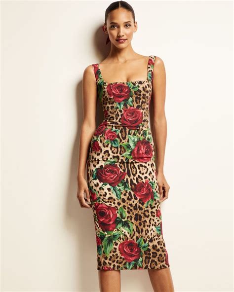 dolce gabbana leopard roses women long dress|net a porter Dolce & Gabbana dress.